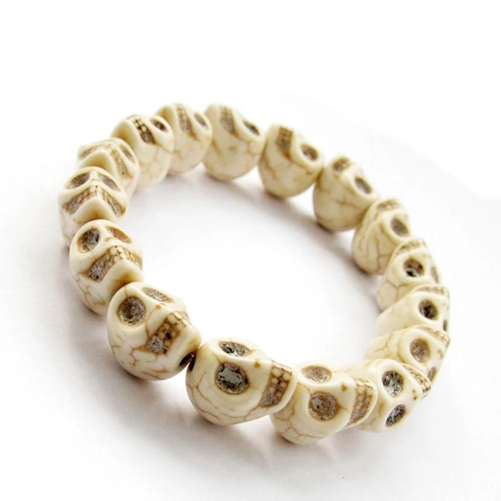 Vintage Design Skull Beaded Bracelet Punk Bangle Personalized Skeleton Beaded Bracelet  Friend Gift