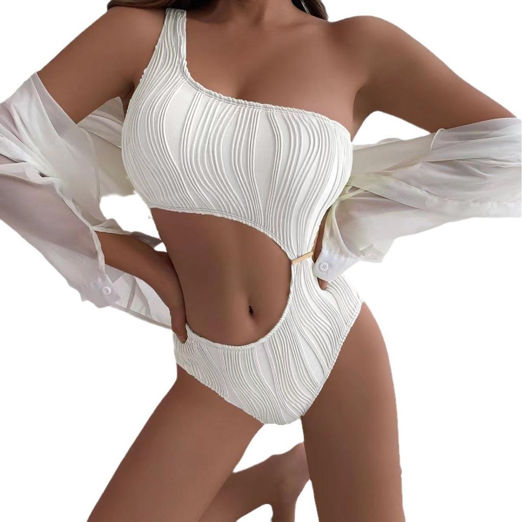 2026 Textured Cloth Sexy Hollow One-piece Swimsuit Bikini Swimsuit