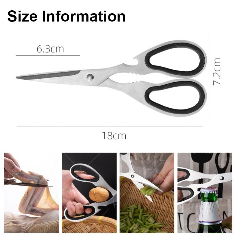 Multifunctional Stainless Steel Kitchen Scissors Sharp Food Roasting Scissor Household Powerful Chicken Bone Scissors