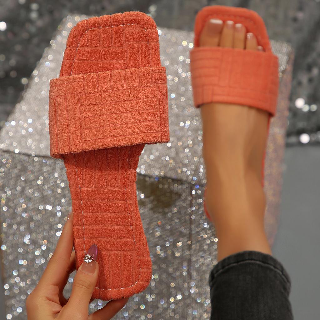 Large Size Flat Slippers Women's New Square Toe Slippers