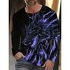 Spring Autumn Fashion Comfortable Loose Soft Casual Versatile Round Neck Long Sleeve T-shirt Creative Fun Animal Geometry 3D Printed Men's T-shirt