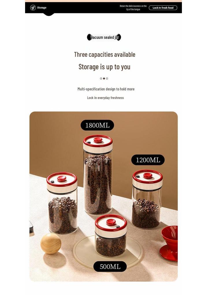 Sealed Vacuum Glass Jar for Coffee and Tea Storage