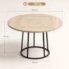 Round Dining Table for 4-6, 120 x 75 cm Diameter, Conical Metal Base, Natural Wood