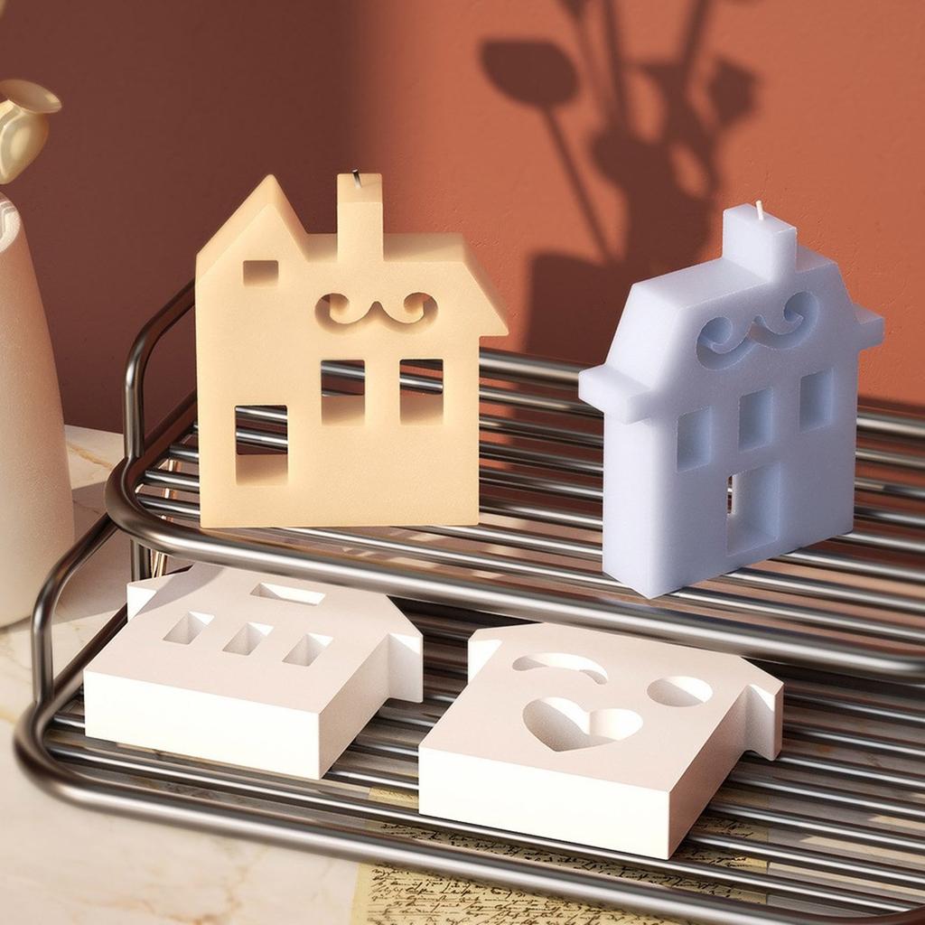 3D House Silicone Molds for Resin Heart House Shaped Candle Mold Scented Candle Making Cake Decorations Baking Tools