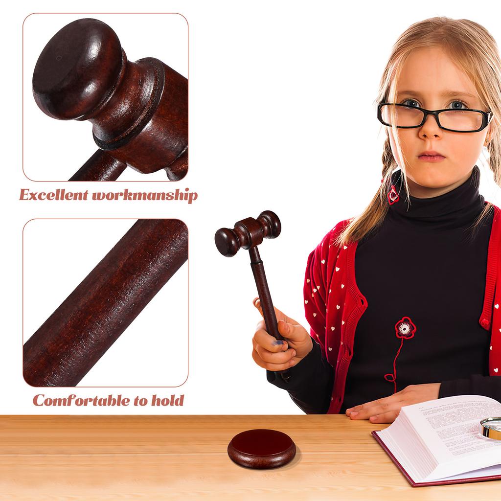 1 Set Wooden Judge Hammer Handcrafted Wood Adjudgement Gavel For Auction Lawyer Sound Hand Tools Kids Plaything Cosplay