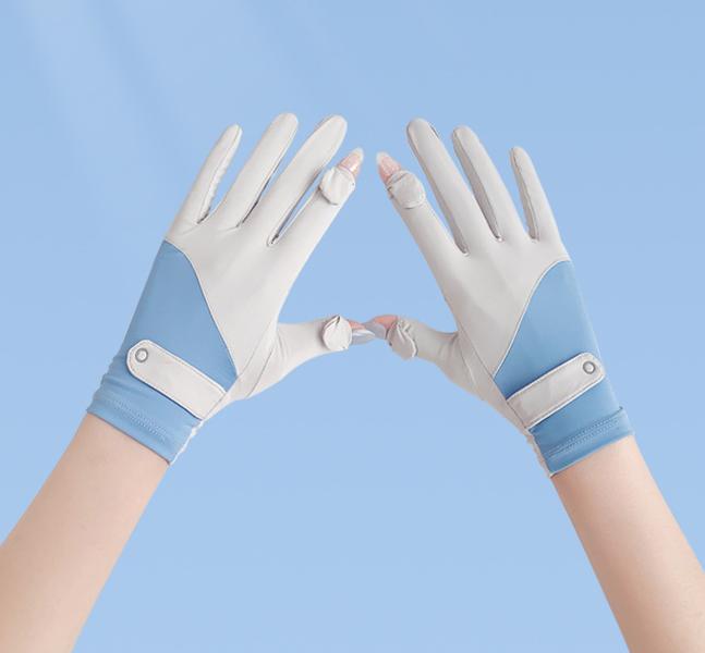 Women UPF 50+ Sun Protection Gloves, Breathable Ice Silk Gloves with Flip Touchscreen Fingers, Anti-Slip for Driving, Cycling, Outdoor