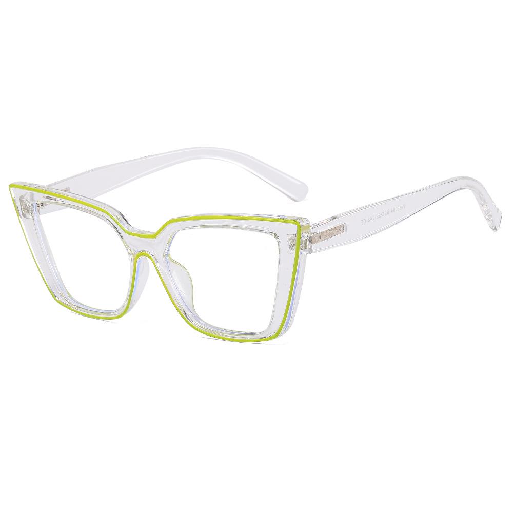 Cat-Eye Candy Colored Transparent Glasses Frame with Anti-Blue Light Large Flat Lenses Anti-Blue Light Lens