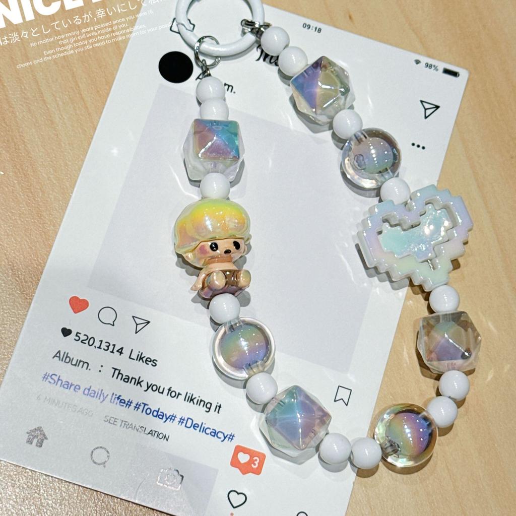Doll Mobile Phone Chain Pendant POP MART Cute Bead String Keychain Mobile Phone Case Pendant
