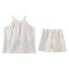 With chest pad vest shorts pajamas women's summer cloud cotton sweet and cute girl style sleeveless loungewear set