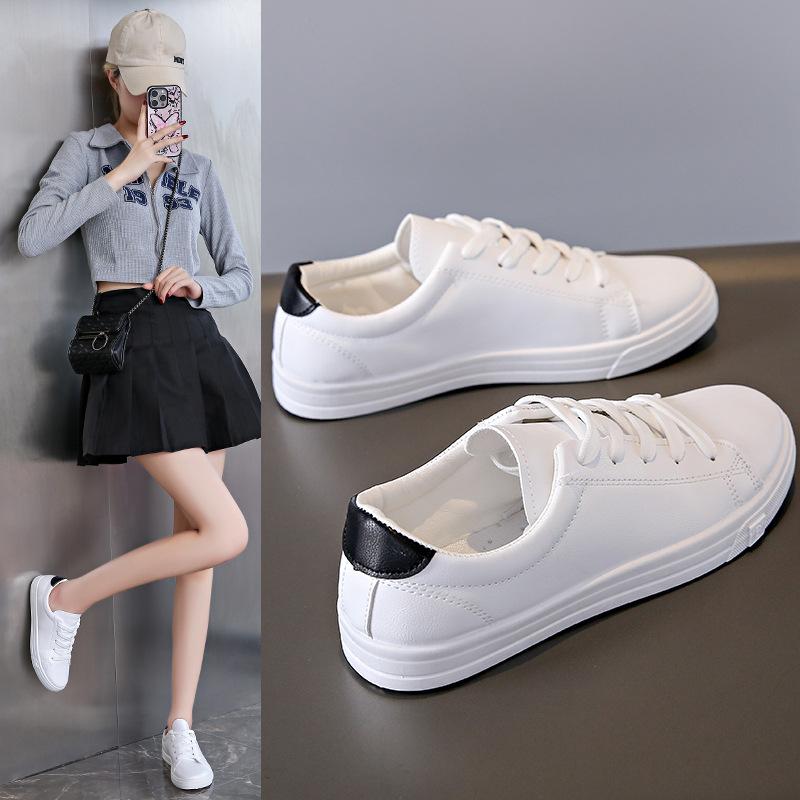Fashion Desginer Women Sneakers Breathable Students Casual Sports Shoes Girl Flat Leather Pu White Shoes Woman Vulcanize Shoes