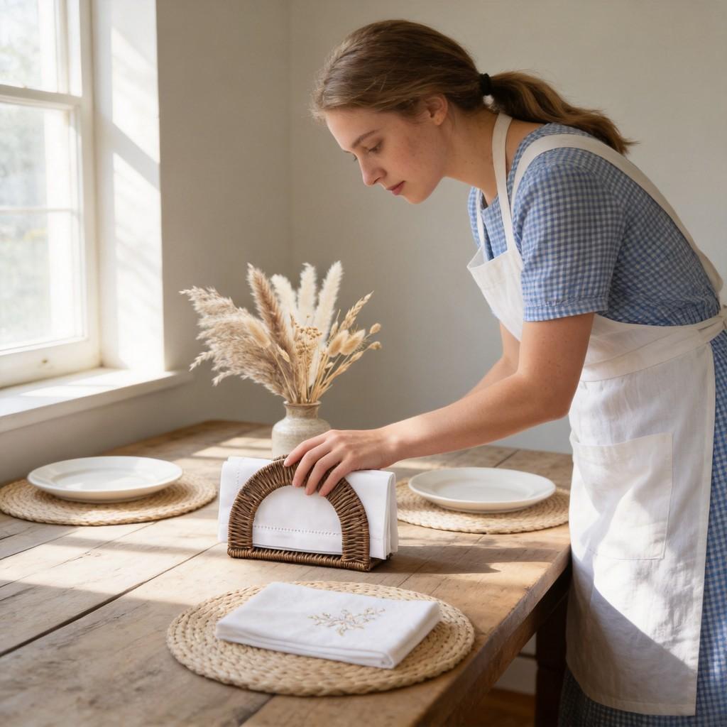 Napkin Holder For Kitchen And Dining Room With Washable Design And Retro Style