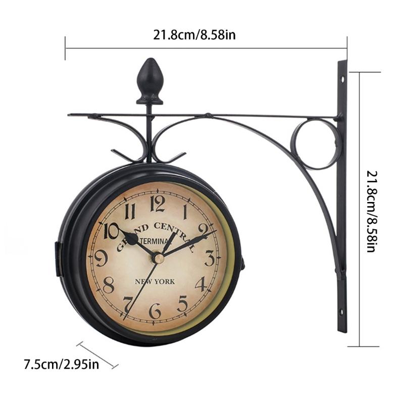 Antique Iron Double Side Wall Clock Easy Read Hanging Wall Clocks Home Decors for Outdoor Indoor Photography Props