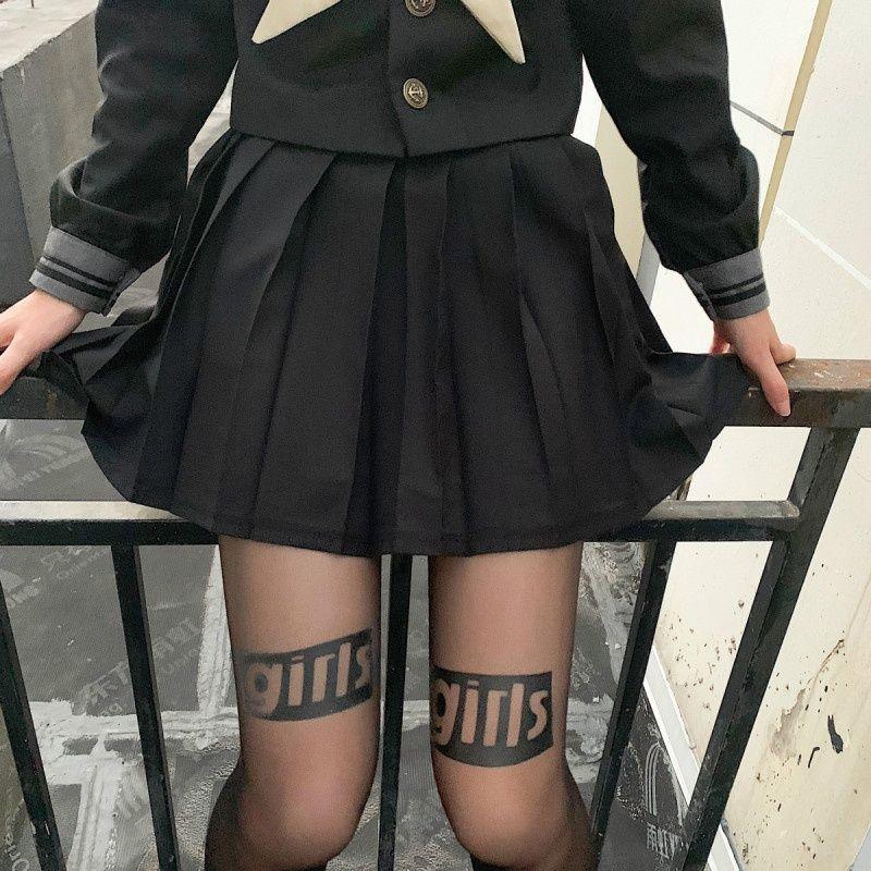 Summer Thin European and American Style Black Any Cut Stockings B Letter Print Pantyhose C Letter NO Base Stockings