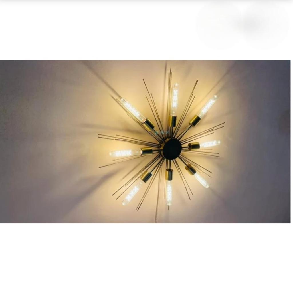 Stilnovo Style 8 Lights Shade Sputnik Chandelier Modern Ceiling Light Fixture Raw Brass