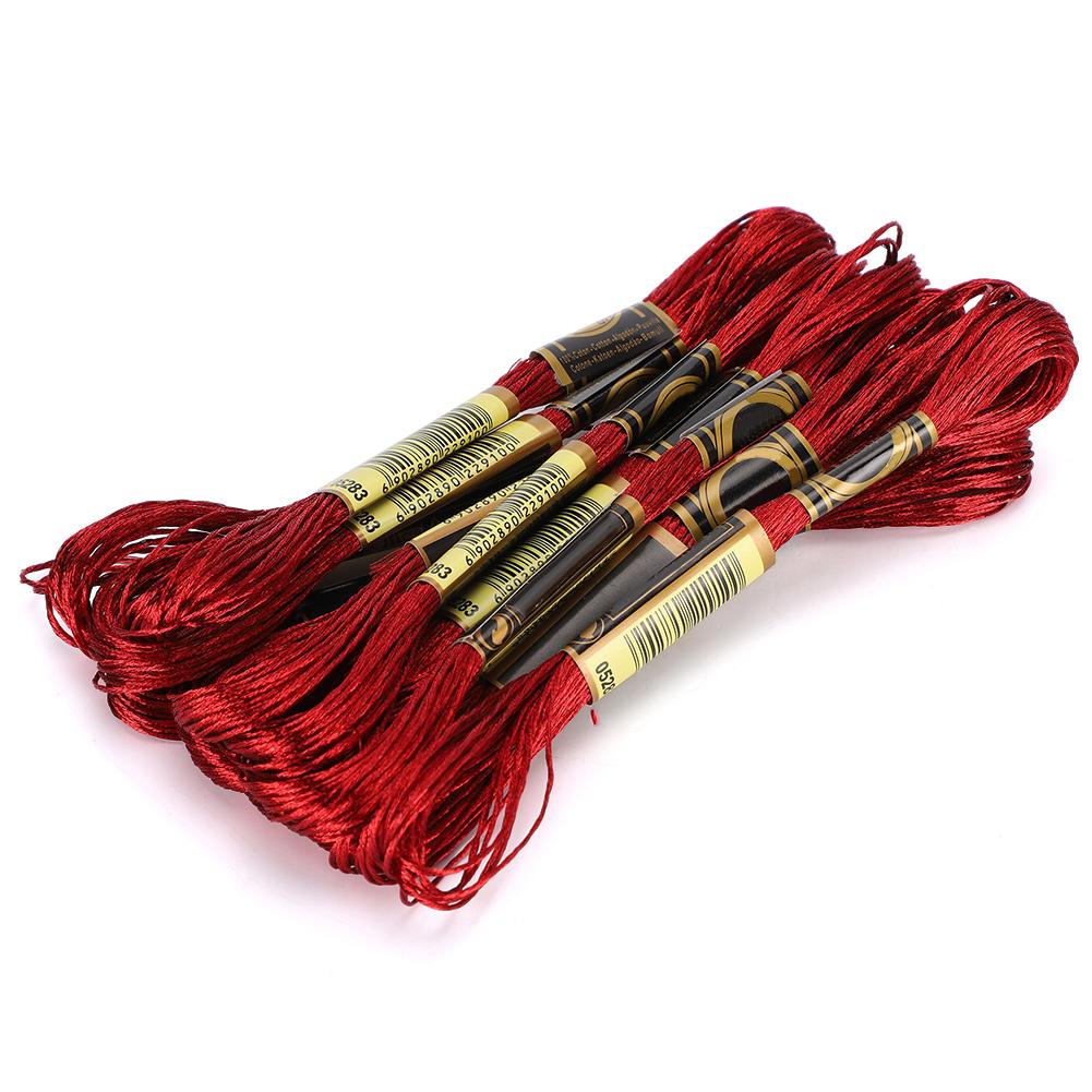 24Pcs CrossStitch Thread Red Embroidery Glossy Braided Floss HandMade Yarn Cotton Skeins