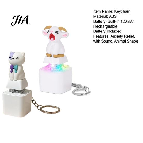 Finger Clicker with LED Light 1/2Pcs Animal Keyboard Fidget Keychain, Rechargeable Goat Cat Button Toy Sound, Push Decompression