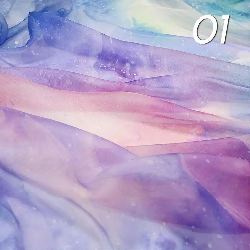 150x100cm Farbverlauf Chiffonstoff DIY Regenbogen Sternen Traum Kostüm Nähen Handwerk Kleid Zubehör Polyester Seidenmaterial