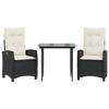 VidaXL 3-Piece Garden Dining Set with Cushions, Table and Chairs with Adjustable Backrest, Outdoor Furniture, 3212722