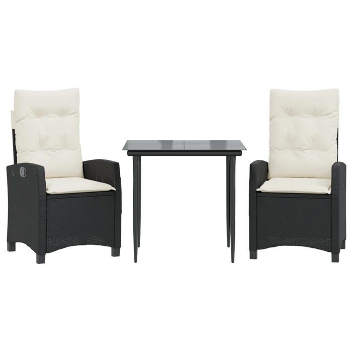 VidaXL 3-Piece Garden Dining Set with Cushions, Table and Chairs with Adjustable Backrest, Outdoor Furniture, 3212722