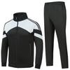Spring and Autumn Stand Up Collar Cardigan Set for Men's Running Sports Wear, South Korean Silk Color Blocked Hoodie Two Piece Set