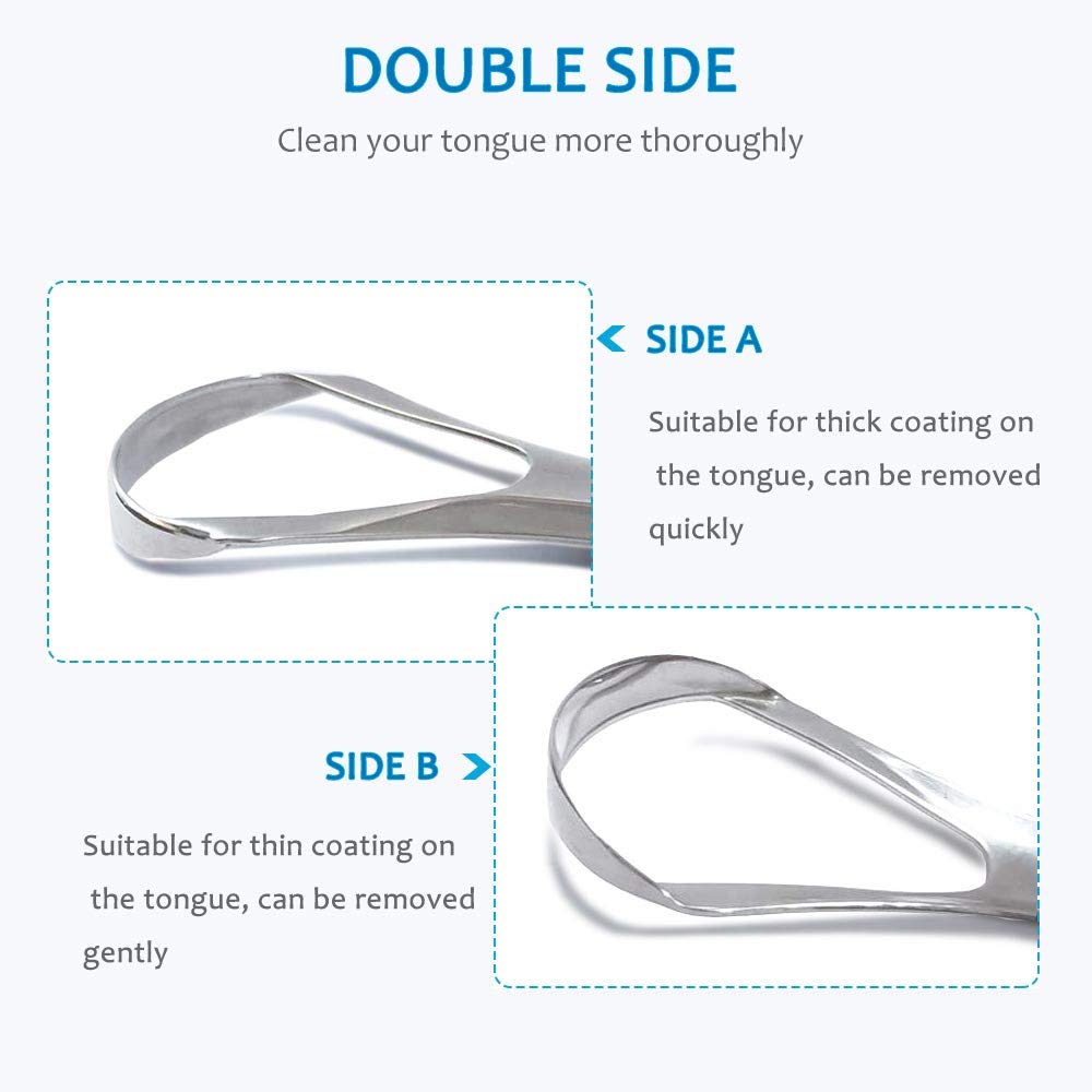 2Pack Tongue Scraper,304 Surgical Stainless Steel Tongue Cleaner for Both Adults and Kids, Professional Reduce Bad Breath Metal Tongue Scrapers