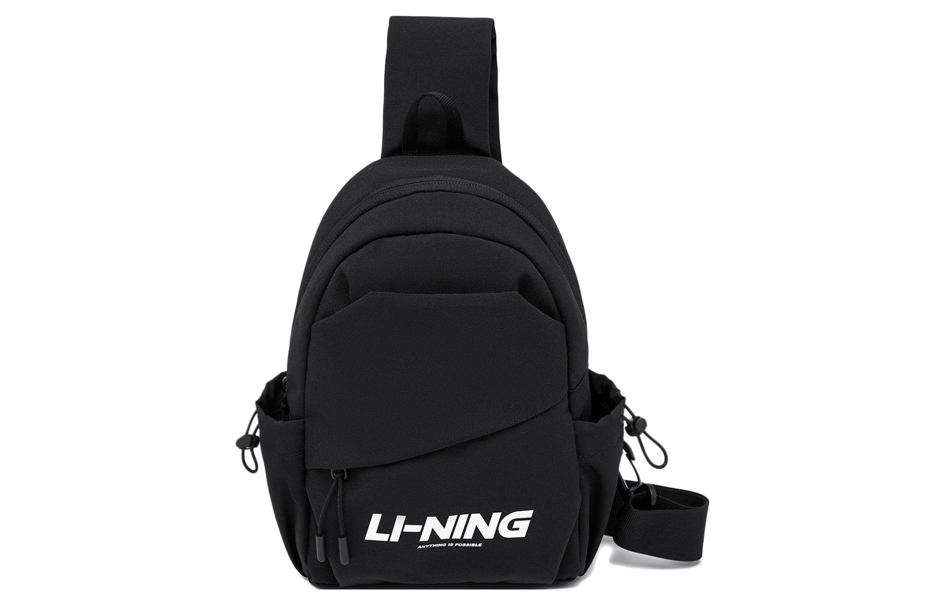 Li Ning Sports Life Collection Polyester One Shoulder Crossbody Sling Bag Regular Unisex Black ABDU167-2