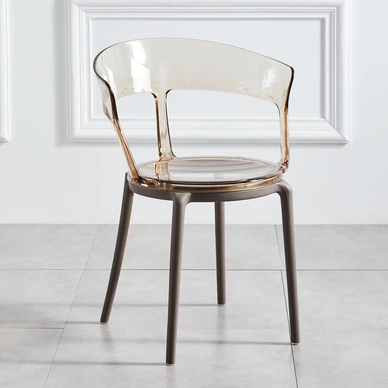 Transparent Dining Chairs for Kitchen Furniture Crystal Colorful Backrest Acrylic Makeup Chair Simple Apartment Plastic Chair