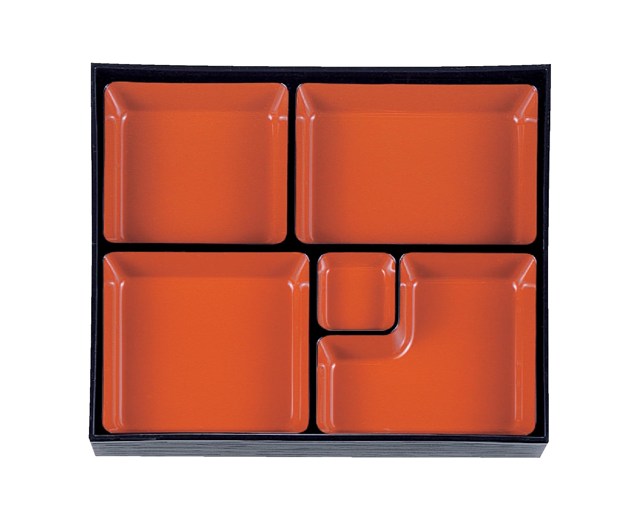 Wakaizumi Lacquerware TA Long Nude Patterned Bento Box with 5 Vermilion and Black 11-inch Compartments, Finish, 1-366-4 чёрный