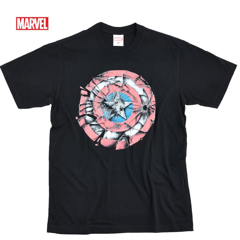 EVERSOUL Marvel Short Sleeve T-Shirt, Captain America, Avengers, Venom, Hulk, American Comic Book Merchandise, Men's, Black, XL Size [Parallel Import]