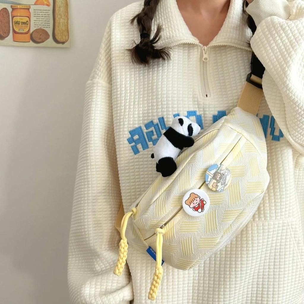 Stilvolle koreanisch-japanische Bauchtasche: Damen Umhängetasche mit mehreren Fächern für Radfahren und den täglichen Gebrauch