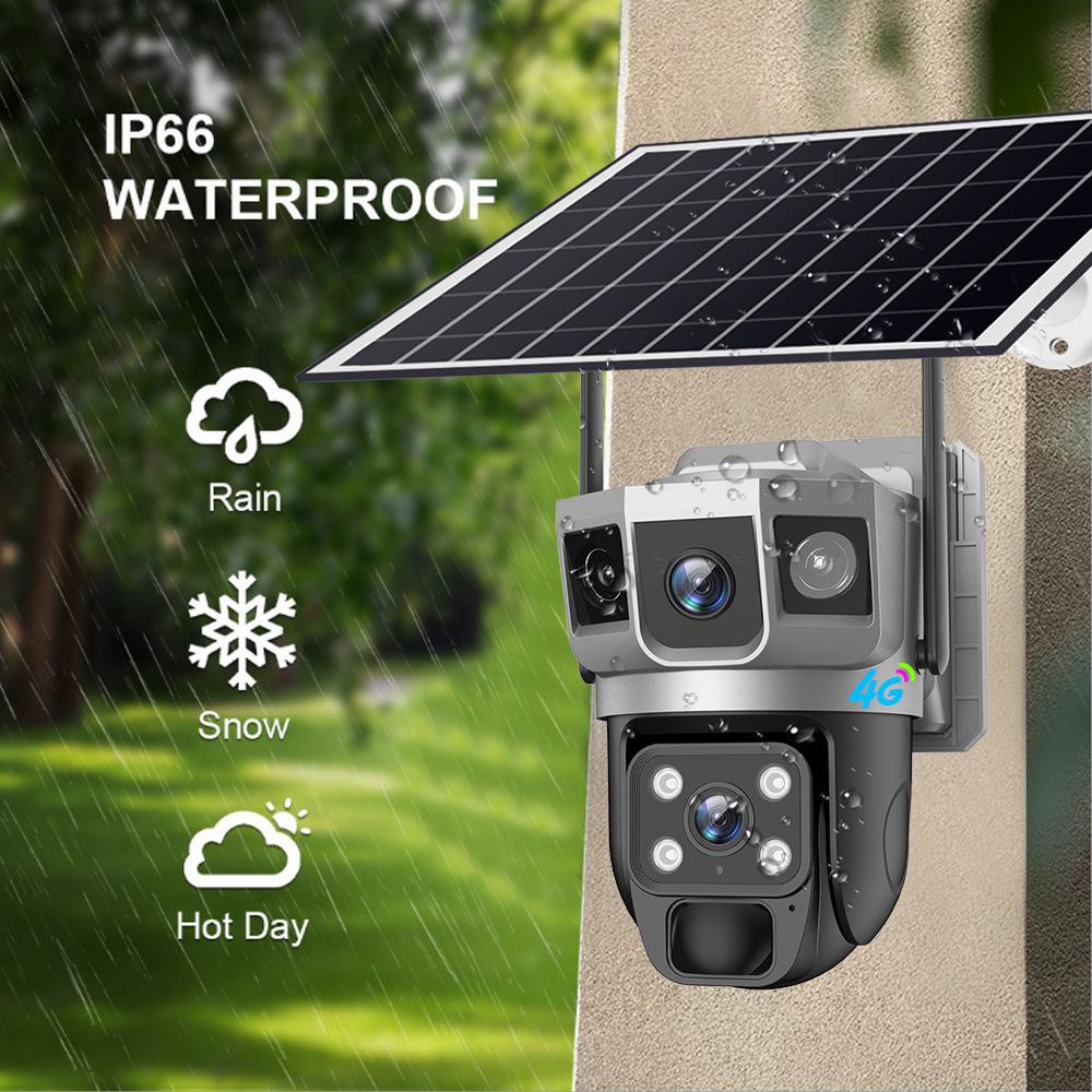 VTS02 Solar-Powered 4G Dual-Lens Surveillance Camera with Tri-Screen V380 System