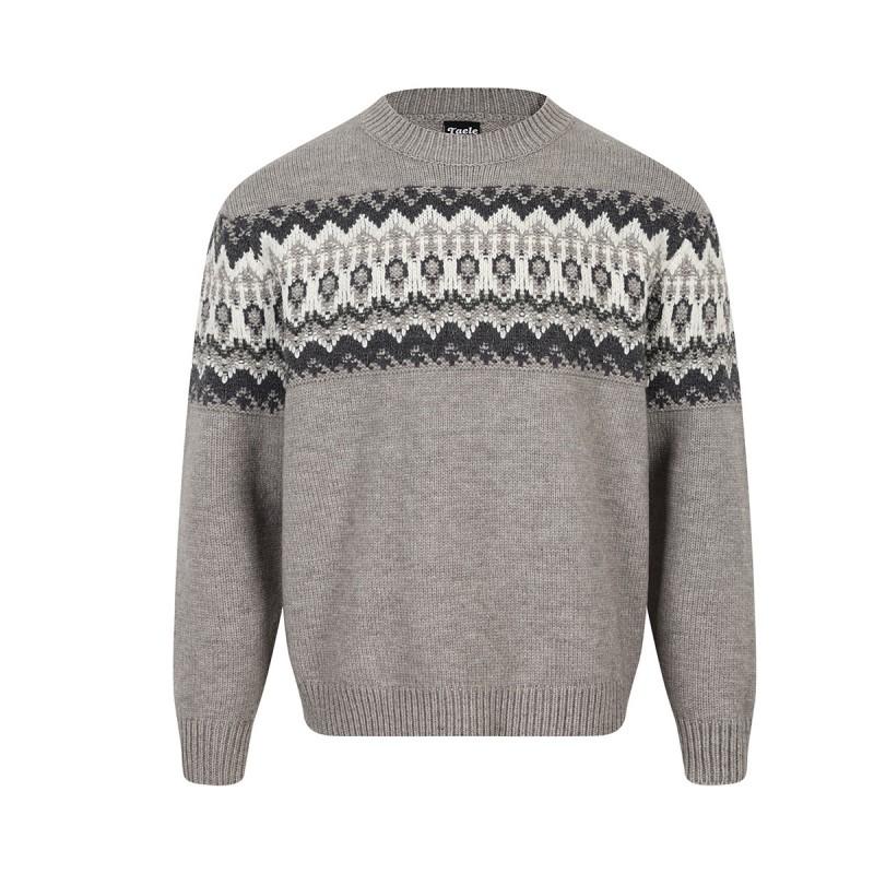 Cozy Fair Isle Knit Sweater Women Men Loose Fit Winter Casual Pullover With Crew Neck Cable