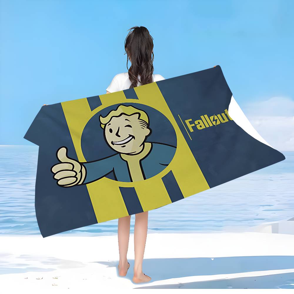 V-Vault-Tec F-Fallout Logo Bath Towel Microfiber Soft Water Absorbing Breathable For Girl Kids Decorative Cartoon Beach Towel