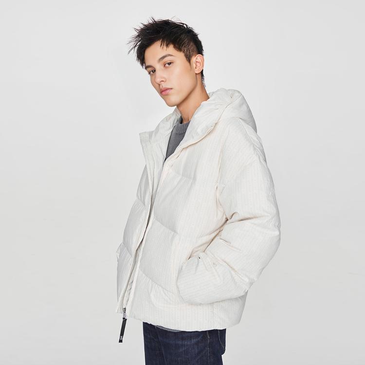 Lee Comfortable Duck Down Hooded High Street Solid Color Light Tone Zipper Low Saturation Down Jacket Men outerwear Off-White LMT007830204583A00005