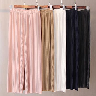 Fold Pleated Pants Women's Trousers For Women Bottoms Spring Summer Casual Pant Mid Waist Wide Leg Pants Female
