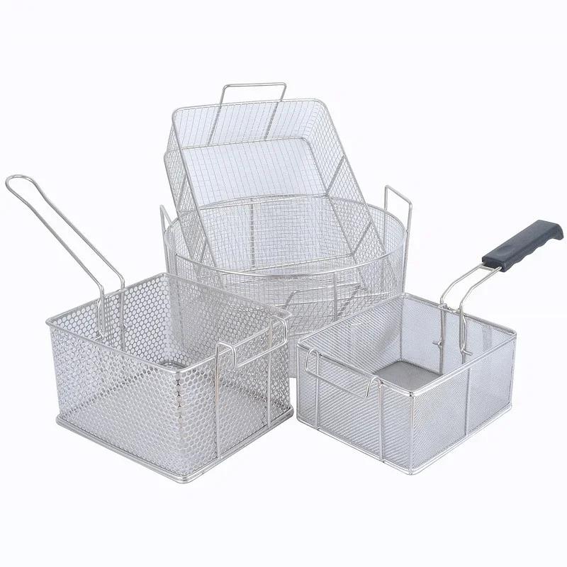 Stainless steel frying basket net French fries basket frame square oil control basket dense frying screen