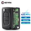 KEYYOU 3 Tasten Fernbedienungsschlüssel CE0523 Für Peugeot 207 308 408 Schlüssel ASK 433MHZ ID46 - PCF7941 Platine HU83 Klinge Klappschlüssel Auto Schlüssel