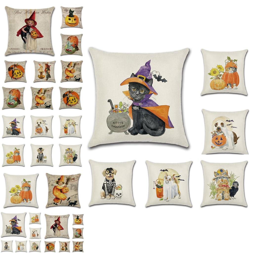 Brightly Colored Halloween Themed Pumpkin Animal Cushion Cover For Stylish Sofa Decor