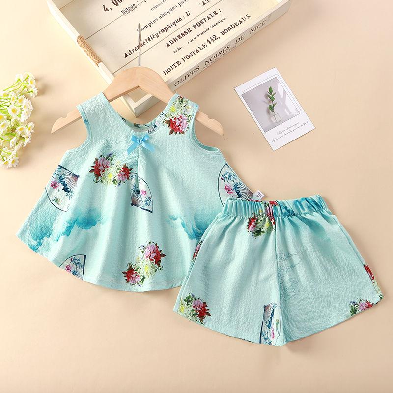 Girls' Summer Clothes Camisoles Children's Sets Clothing for Girls' Babies Summer Styles Two-piece Outerwear Set