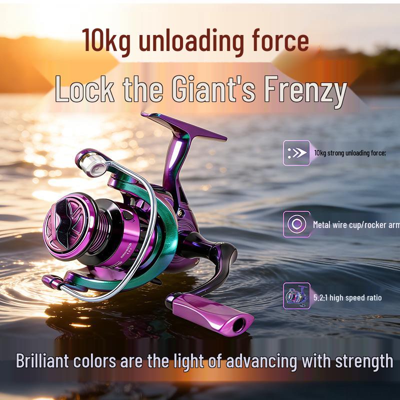 Long-Casting Full Metal Spinning Reel with Slanted Spool for Cross-Border Fishing