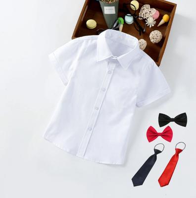 White Shirt Children's White Shirt Performance Clothes Middle Children's White Shirt Spring Autumn Short Sleeve Shirt