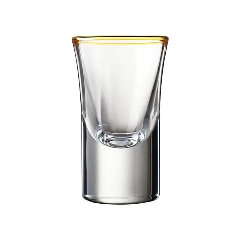 6pcs Glass Mini Capacity Golden Edge Shot Glass Cups Wine Glass Set Wine Cup Creative Gifts Transparent Drinkware Wine Dispenser