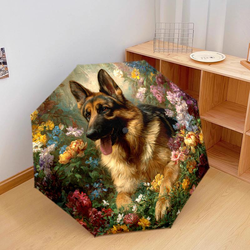 1 PC Automatic Folding Umbrella - German Shepherd Pattern, Portable & Foldable Design with 8 Ribs, Christmas Birthday Gifts