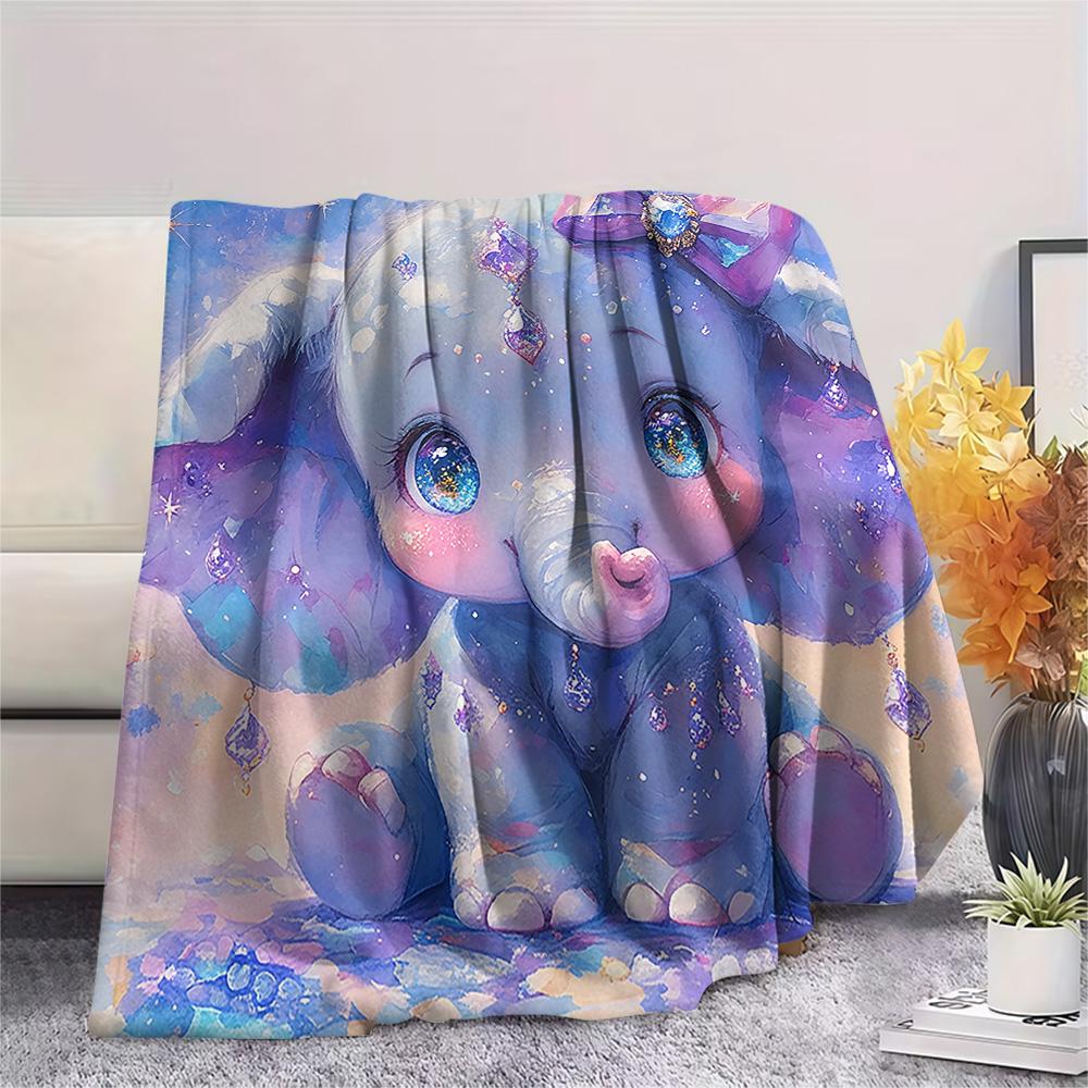 Elephant Print Flannel Blanket, High Quality Comfortable for All Seasons, Home Decor, Warmth and Comfort, Perfect for Christmas Gifts