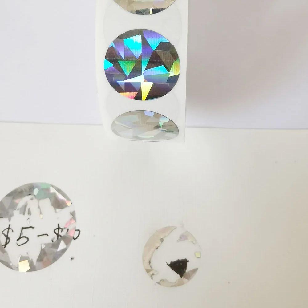 1000Pcs 0.63 Inch Scratch Off Stickers 16mm Round Holographic Silver Color Metallic Hologram Game Scratch Off Card