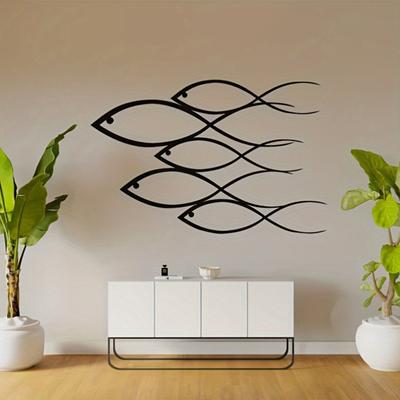 Metal Wall Decor Line Art Shoal of Fish Decoration Minimalist Wall Art Nautical Fish Ornament for Home Living Room Office Bedroom