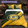 Green Bay Packers Pattern Microfiber 3Pcs Bedding Set Decor Duvet Cover Set For Bedroom Home Use