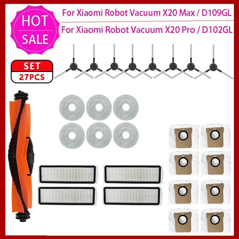 For Xiaomi Robot Vacuum X20 Max / D109GL Parts Accessories Main Brush Side Brush Hepa Filter Mop Cloth Dust Bag Replacement