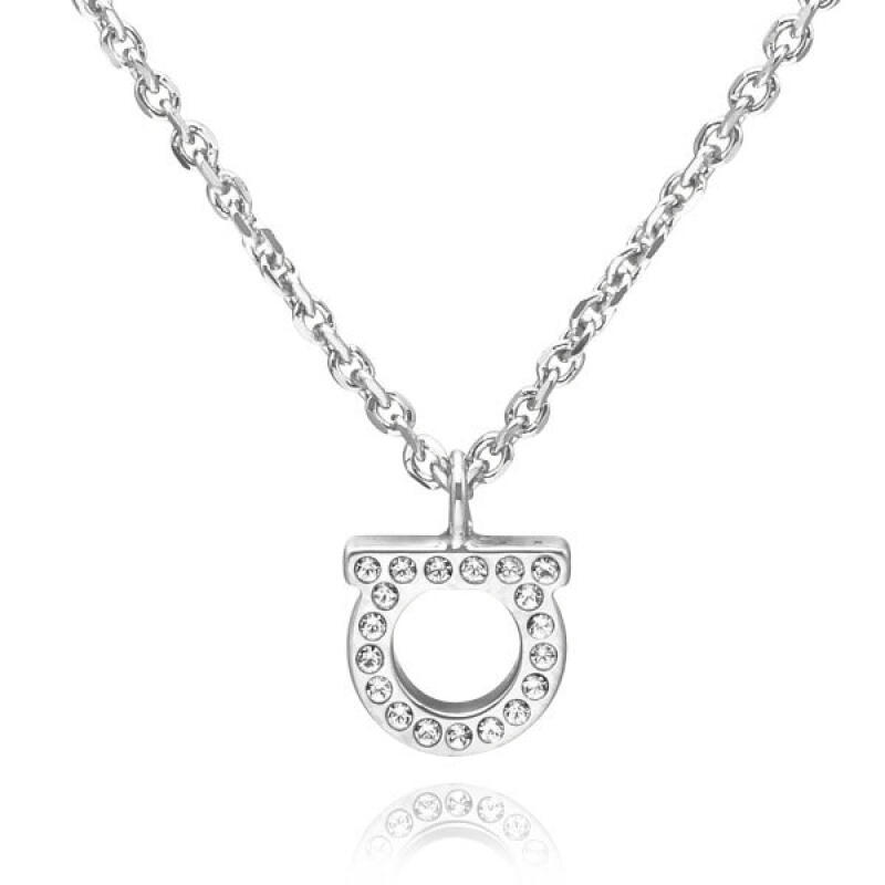 

Salvatore Ferragamo Gancini Crystal Necklace Silver 760131 696655 760131 696655