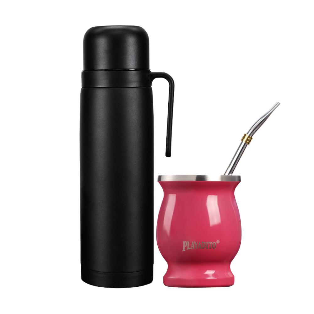 Набор чашек Yerba Mate, тыква Mate из нержавеющей стали с бутылкой с вакуумной изоляцией, Bombilla (Соломинки) 1000ML